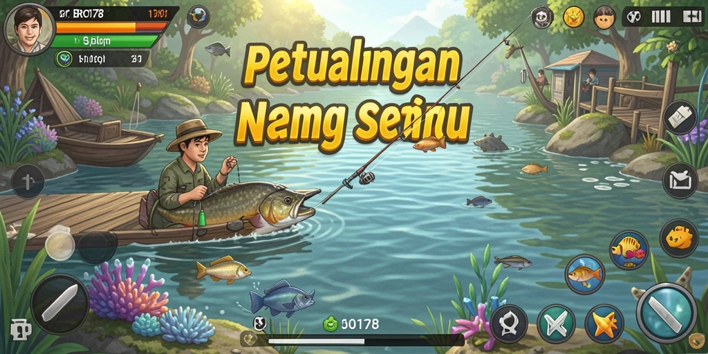 Screenshot utama BRO178 menampilkan gameplay memancing yang intens dan visual yang menakjubkan.