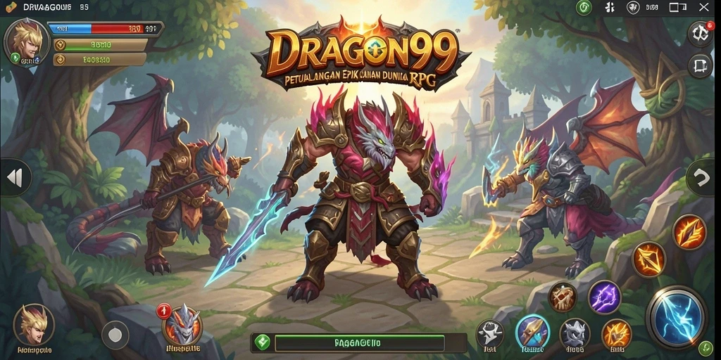Tampilan gameplay DRAGON99 yang mendebarkan dan penuh aksi RPG.