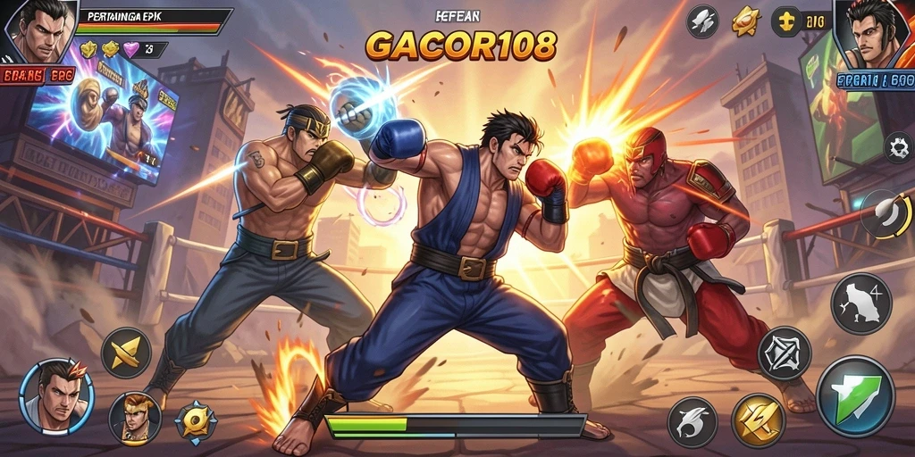 Gameplay seru dengan karakter bertarung dalam arena yang dinamis.