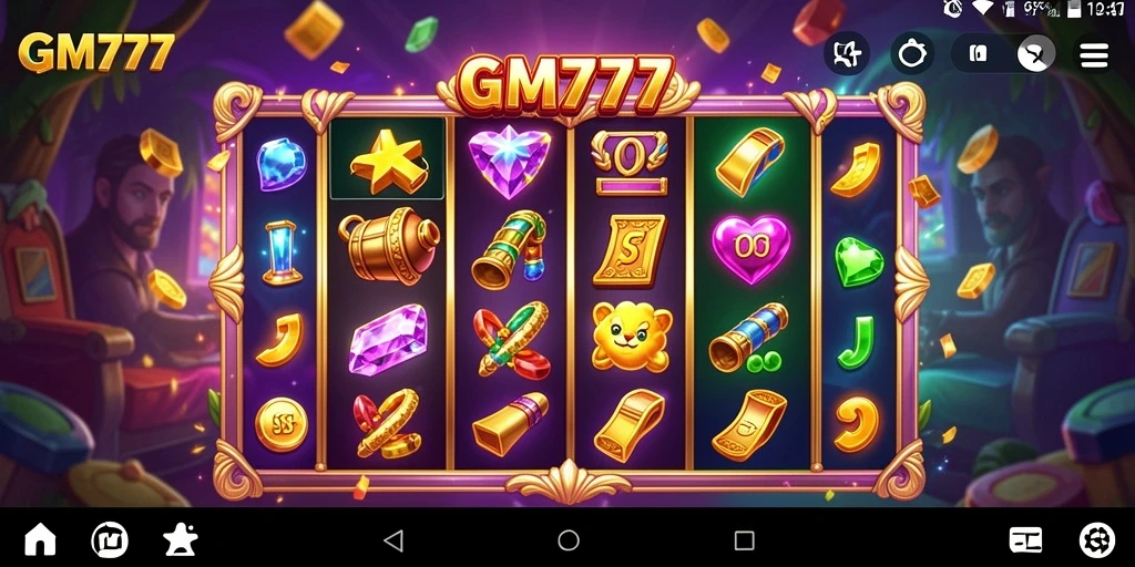 Screenshot GM777 menampilkan gameplay Slot yang mendebarkan dan visual menarik.