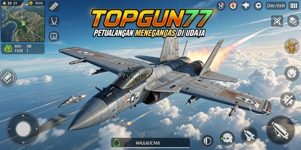 Skrinsut gameplay TOPGUN77 menampilkan aksi seru dan grafis memukau dalam petualangan udara.