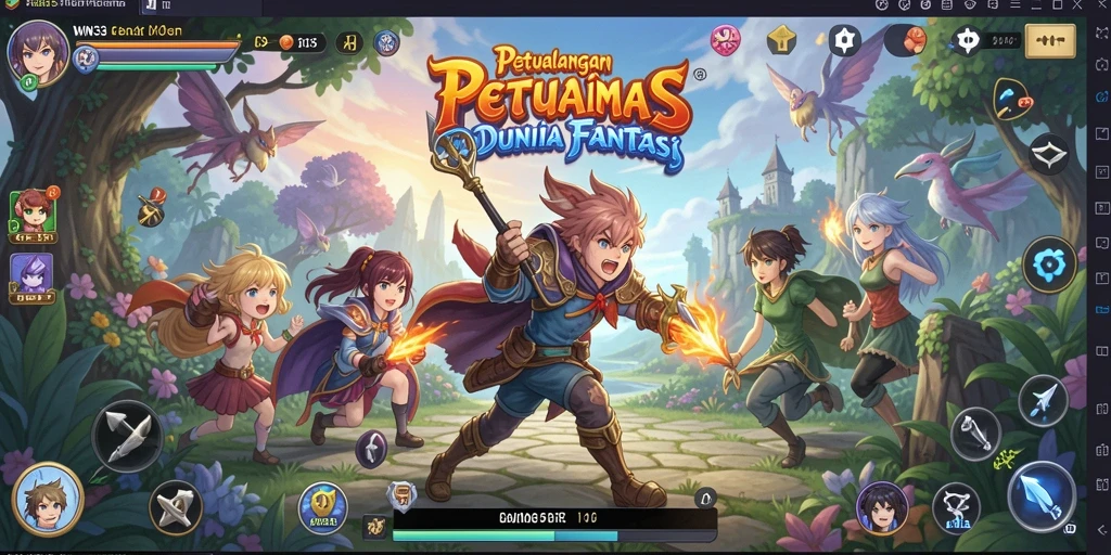 Screenshot gameplay WIN33 menampilkan aksi karakter Anime yang penuh energi.